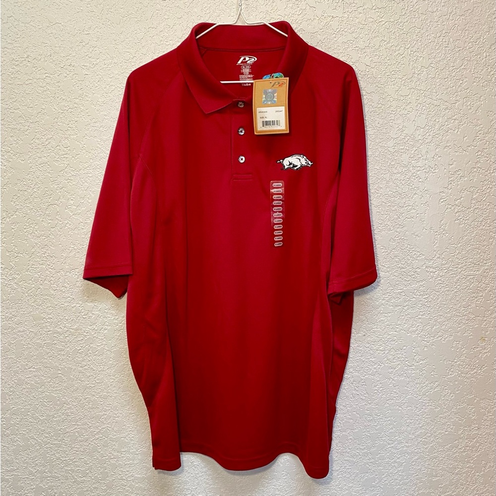 Arkansas Razorbacks Polo Mens XL Cardinal Red Short Sleeve Activewear Golf Shirt
